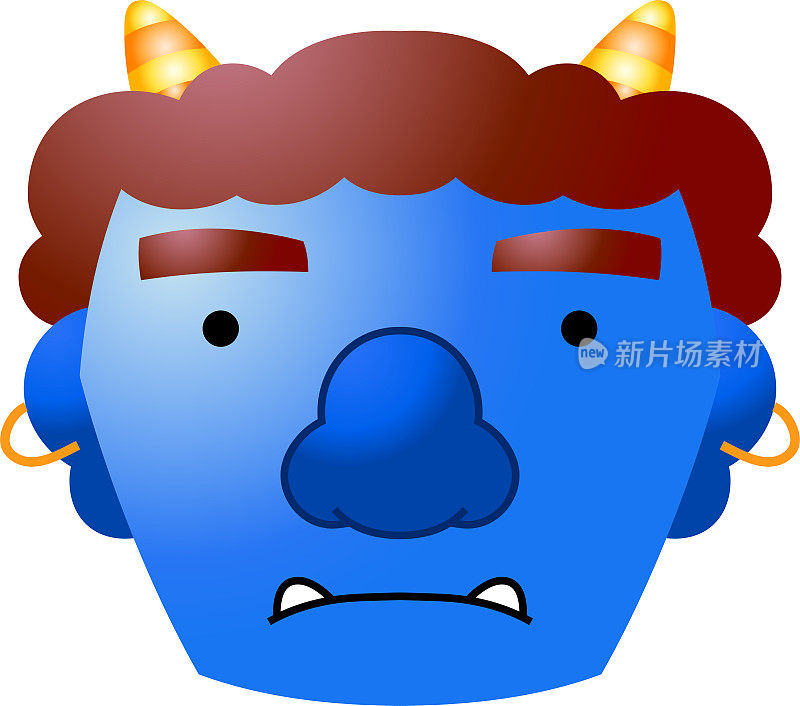 Cute japanese blue Gradation demon Mask